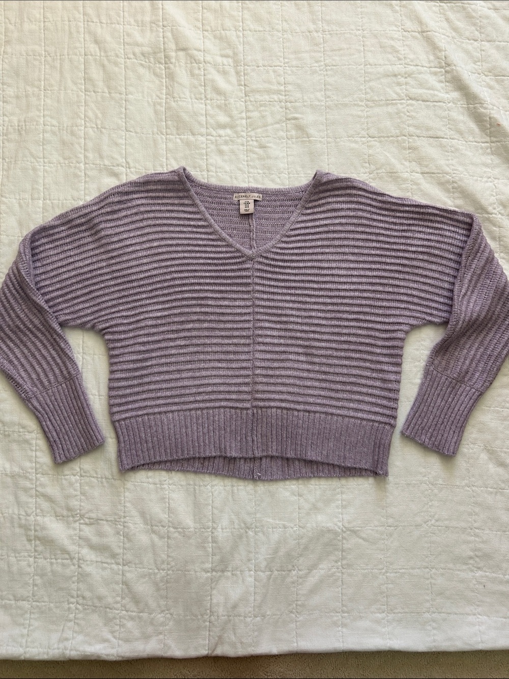 Sincerely Jules Lavender Ribbed V-Neck Sweater